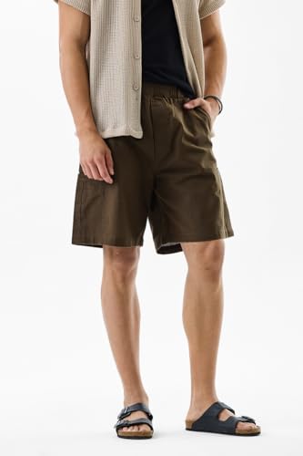 Image of SNITCH Men Casual Shorts | Regular Fit Mid Rise Solid Pattern | 100% Cotton Smooth Texture with Drawstring Closure & Elastic Waistband for Summer & Club Wear