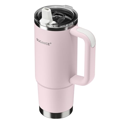 Image of For Travel & Gym - Never Drink from a Moldy Lid Again: 30oz Hygienic Tumbler, 100% Leakproof Lid & Removable Foldable Spout. Reinforced Base, Fits Cup Holders- Pink Sand