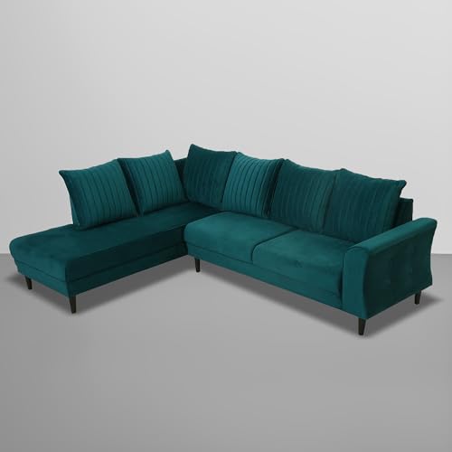 Image of Gratly LHS 4 Seater L Shape Sofa Set for Living Room (Pine Colour) Premium Fabric Sofa