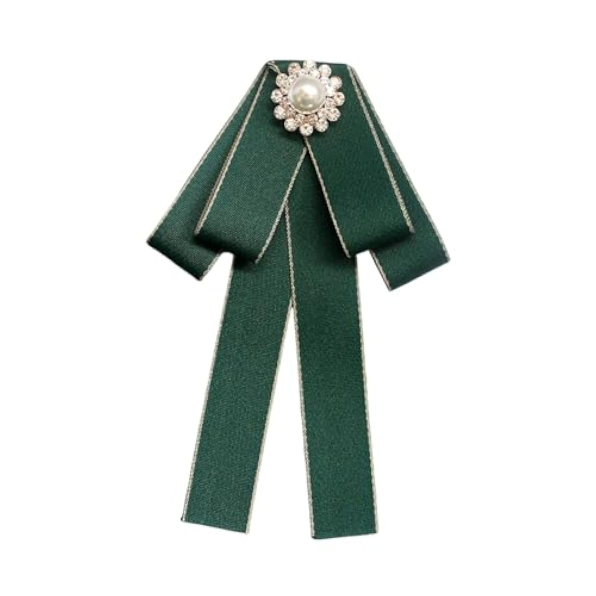Elegant Green Ribbon Bow Tie Brooch for Women, Gift