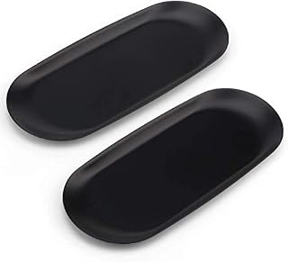 Hioph Black Stainless Steel Towel Tray, 2 Pack Metal Storage Tray Dish Plate Tea Candy Tray Cosmetics Jewelry Organizer, 9 Inch