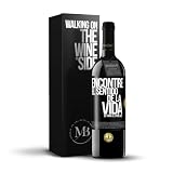 «Encontré el sentido de la vida Es para el otro lado» Mensaje en una Botella. Vino Tinto Premium Reserva 12 Meses + Gift Box. Etiqueta Negra PERSONALIZABLE