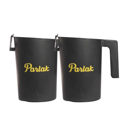 Image of Milk and Oil Packet Holder, Black Plastic Kitchen Organizer with Handle, Cylindrical Spill-Proof Pouring Container (Black, Large combo)