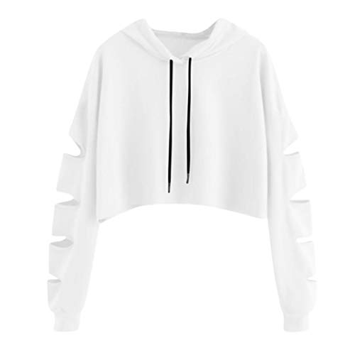 Sweatshirt Femme Pull Amlaiworld Mode DécontractéeFemmes Sweat à Manches Longues Pull Chemisier Solide Sweat-Shirt Courte Femme Imprimé T-Shirt Manches Longues Ado Fille Pull Chic
