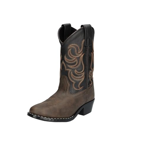 Smoky Mountain Boots Kids' Monterey Round Toe Western Cowboy Boots, Brown/Black, 4 Big Kid Medium