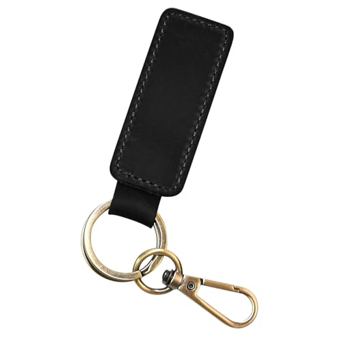 SolidSS Personalized Leather Keychains Car Key Holder (1 Pack Black)