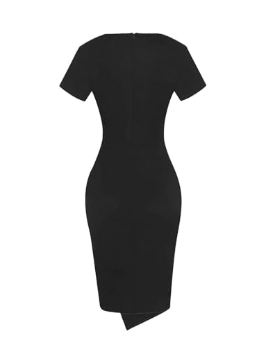 Women's Long Sleeve Wedding Guest Dress 2025 Sexy V Neck Wrap Ruched Bodycon Party Work Midi Dresses3