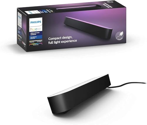 Philips Hue White & Color Ambiance Play Lightbar 1er Pack Basis-Set (500 lm) dimmbare Lichtsäule mit 16 Mio. Farben zur TV-Hintergrundbeleuchtung Lichtsteuerung über Sprache oder App schwarz