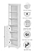 Spirich Home Freestanding Storage Cabinet with Three Tier Shelves, Tall Slim Cabinet, Free Standing Linen Tower, White