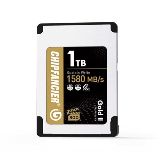 CHIPFANCIER Gold II 968GB CFexpress 4.0 Type A Card VPG800 Certified Sustained Read 1780MB/s & Write 860MB/s for Photographers & Videographers - Sony Alpha FX RAW 8K/12K Video