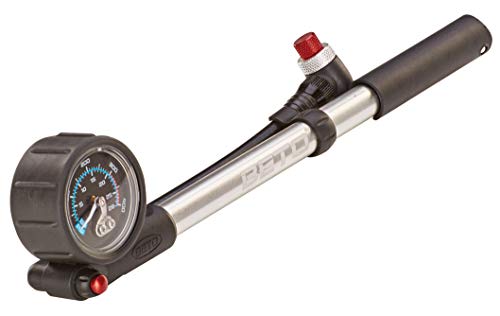 Prophete Dämpferpumpe für Dämpfer & Federgabel, bis 20 bar Pumpdruck, Drehschlauch, Entlüftungsknopf, T-Griff mit Manometer, Aluminium