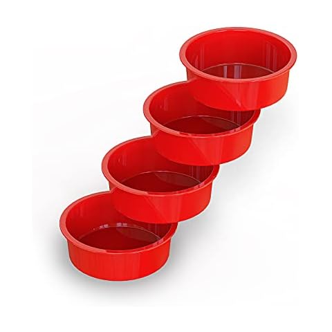 SILIVO 6 inch Round Cake Pans - Set of 4 Silicone Molds Cover