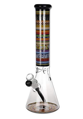 Blaze Glass Wasserpfeife, Erlenmeyer-Kolbenbong, EIS-Bong | 37 cm, NS 19 (18,8mm), NS 14 (14,5mm) | klar | 7 mm dickes…