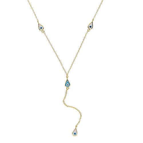 Collier long oeil en argent 925 et émail de haute joaillerie
