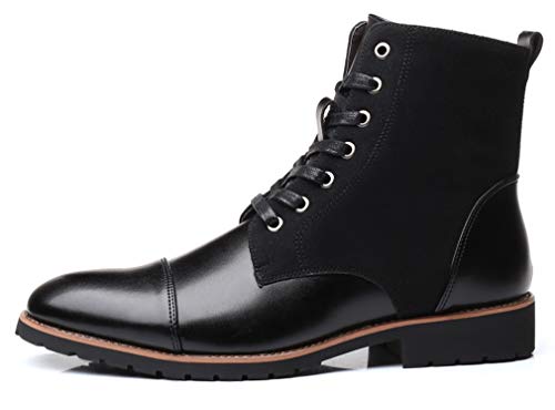 Santimon Mens Casual Leather Ankle Combat Chukka Boots Classic Cap Toe Waterproof Lace Up Work Oxfords Boots2