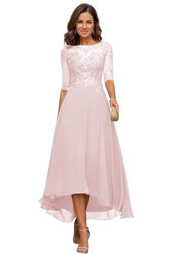 JAEDEN Brautmutterkleider Spitze Abendkleider mit Ärmel Chiffon Festkleid Wadenlang Hochzeitsgast...