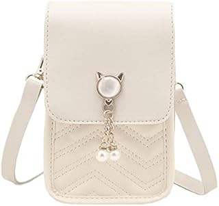 Womens Mini Crossbody Small PU Cellphone Shoulder Bag, Ladies Phone Purse Girls Smart Wallet Mobile Phone Bag with Adjustable Shoulder Strap for Travel Shopping Outing Work Strolling