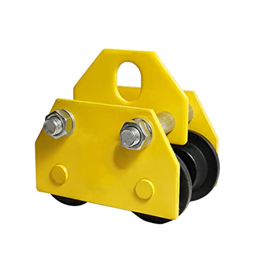 XWZ 6600LBS Load Capacity Steel Manual Trolley, Dual Wheels Beam Trolley Heavy Duty Push Beam, 3.3-5.9in Adjustable Width, for Straight Curved I Beam