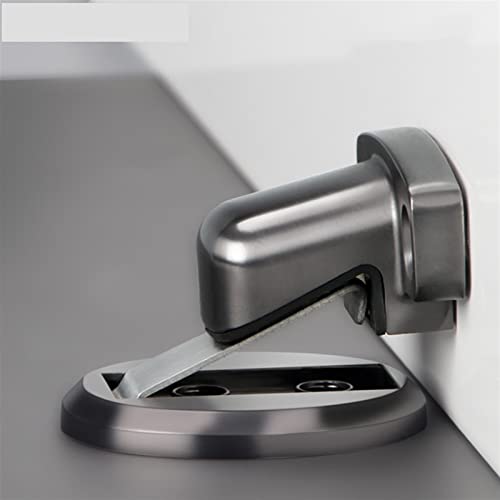 Tope de puerta de aleación de zinc macizo con succión magnética de suelo gris sin taladro 3