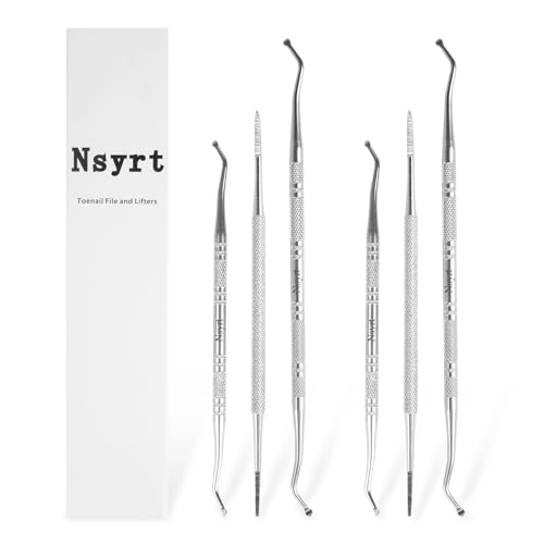 6PCS Ingrown Toenail File and Lifters Professional Surgical Stainless Steel Ingrown Toenail Tool- Safe Nail Cleaning Treatment Pedicure Tools Kit Under Sidewall Cleaner Pain Relief Accessories