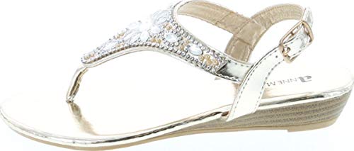Anna Marie Serena 10K Little Girls Gladiator Floral Rhinestone Low Heel Flat Sandals2