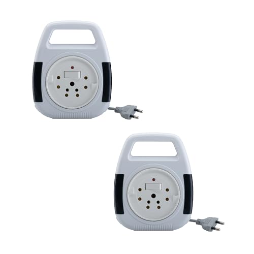 Image of Anchor by Panasonic 6A 2 Pin Flex Box with Indicator & Handle | 4 Mtr Extension Flex Box for Home, Office (White, 5208, Pack of 2)