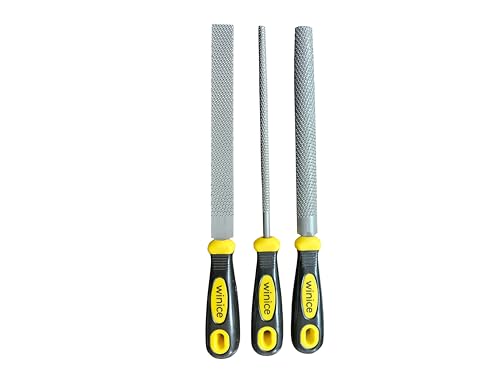 WINICE 3-Piece 8 Wood Rasp File Set Set of Flat Round Half Round for Woodworking & Sharpening Wood