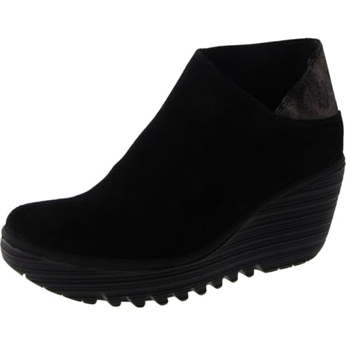 Fly London Yego400, Botas Estilo Chelsea Mujer, Negro/Verde, 36 EU