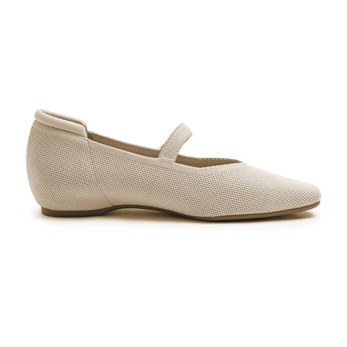 Image of Cusolemore Mary Jane Flat Shoes for Women with Arch Support and Concealed Low Wedge Heel, Comfortable Women Square Toe Ballet Flats Knit Dress Shoes