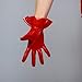 DooWay Fashion Short Leather Gloves for Women Dressy Costume Faux Lambskin Novelty PVC Ruffle Trim Red 25cm/10inch