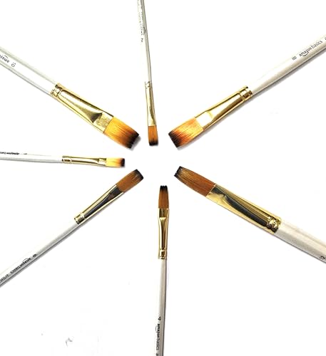Image of amazon basics 7pc Artist Paintbrush Set for Acrylic,Watercolor & Gouache Painting for Beginners and Professionals (Flat)