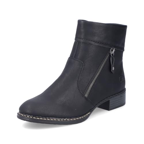 Rieker Damen Ankle Boots 73460, Frauen Stiefeletten,uebergangsstiefel,knöchelhoch,reißverschluss,Stiefel,Bootee,Booties,schwarz (00),41 EU / 7.5 UK