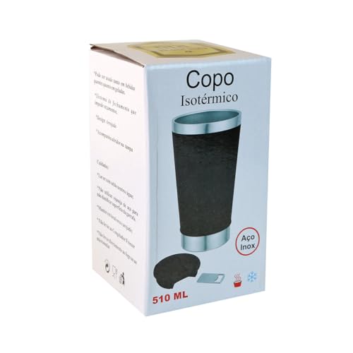 COPO ISOTERMICO DE AÇO INOX COM TAMPA E ABRIDOR 500ML (Azul Marinho)