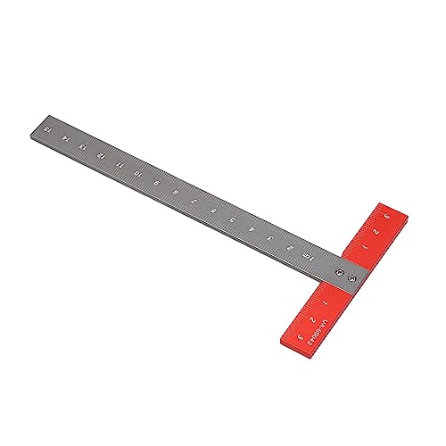 T Shaped Ruler, Aluminum Alloy Lightweight Square T Ruler Accurate Scale For Woodworking, Silver / Black - Image 2