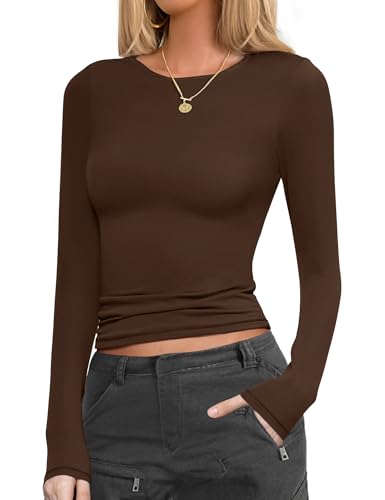 Ekouaer Womens Long Sleeve Shirts Fitted Tops Underscrub Themal Undershirt - image 1
