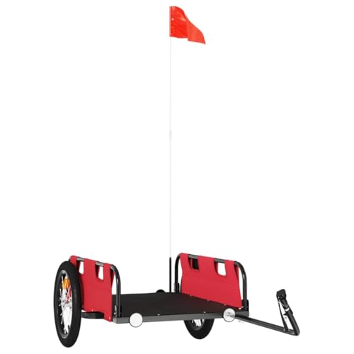 vidaXL Remolque para Bicicletas, Remolque de Carga, Carrito para Bici, Remolque para Maletas Plantas Herramientas, Hierro Tela Oxford Rojo