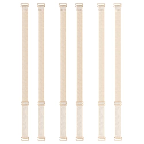 WLLHYF 6 Stück Frauen Elastische BH Träger 40cm Verstellbare BH Strap Clips Abnehmbar Rutschfest BH Gurt zum für Damen BH Klammer Rücke(Hautfarbe)