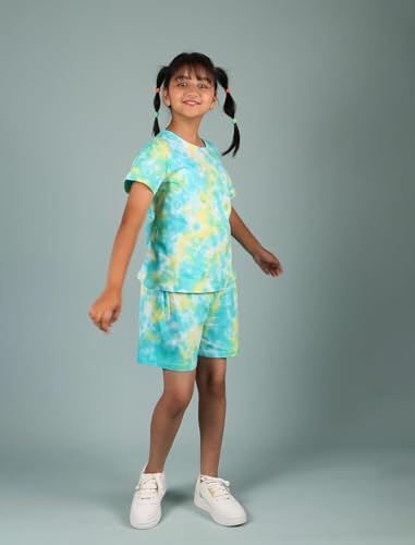 Image of Tweeny Mini Girls Cotton Night Suit | Sleepwear | Nightwear | Tie & Dye Summer Loungewear with Top and Shorts for Kids Girl (Pure Cotton)