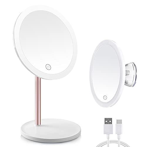 Specchio ingranditore 10x con luce e supporto