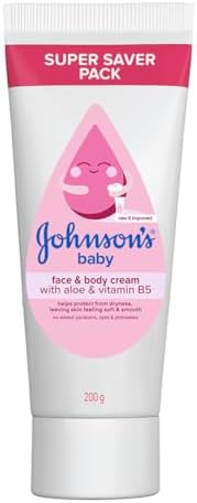 Johnson's Baby Cream 200g | Face & Body Cream for All Skin Types including Sensitive Skin | Helps Protect from Dryness | Baby's Skin Feels Soft & Smooth | With Aloe & Vitamin B5 | No Added Parabens, Dyes & Pthalates | Pediatrician Tested
