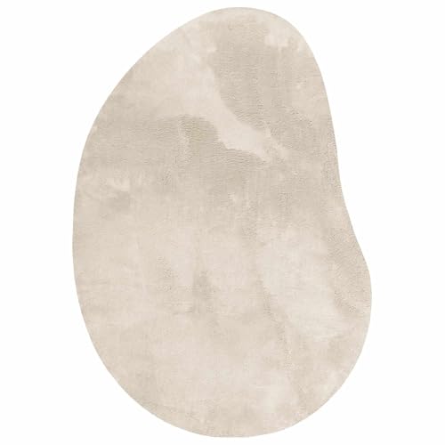 vidaXL Bereichsteppiche HUARTE Beige 120 x 170 cm Polyester, Moderner Teppich für Wohnzimmer, rutschfest, faltbar, weiche Matte, langlebig, farbecht, vielseitig einsetzbar