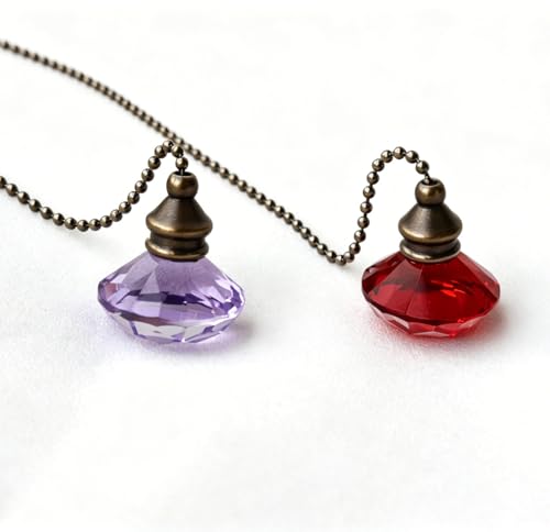 Image of 2pcs Crystal Diamond Ceiling Fan Pull Chain Ornament, 12 inch Ball Chains Red & Purple Fan Light Pulls Decorative Extension with Connector