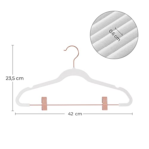 SONGMICS Kleiderbügel Samt, 24er Set, Hosenbügel, Bügel 42 cm lang, Haken in Roségold, verstellbare Clips, rutschfest, platzsparend… – Ansicht 5