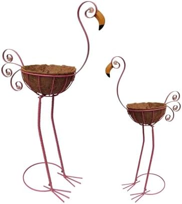 Amazon.com : COOZZYHOUR Metal Flamingo Planter with Basket -Garden Bird