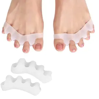 royalkart The Sole Care Silicone Toe Seperators; Toe Spacers For Bunions,Crooked Toes,Blisters,Hammer Toes|(Pack Of 1 Pair Of Unisex Toe Correctors)(White),One Size