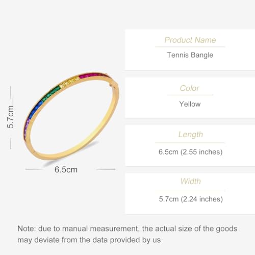 Dazzling Moissanite Rainbow Geometric Gemstone Tennis Bangle, 14K Gold Vibrant Multi-Color Bangle, Fashionable Women's Jewelry2