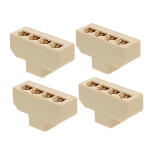 LALAFINA 4pcs Pc Telephone Splitter Adapter Landline Line Splitter for Connecting Multiple Phones Easy to Install for Home Office Use