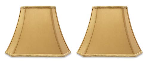 Image of Royal Designs, Inc. DS-68-12AGL-2 Rectangle Cut Corner Bell Designer Lamp Shade, (5x6.5) x (8.5x12) x 9.5, Antique Gold, 2-Pack
