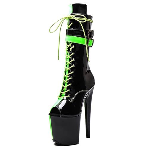 WUXIN H&P Women Pole Dancing Ankle Boots Shoes Heel, 20CM 8 Inch Exotic High Heel Platform Stiletto Boots