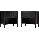 Walker Edison Chelsea Classic 2-Piece Solid Wood Open Cubby 1-Drawer Nightstand Set, 2 Pack, Black